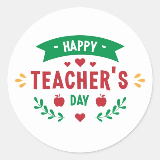 Happy Teacher's Day woordkunst Ronde Sticker (Voorkant)