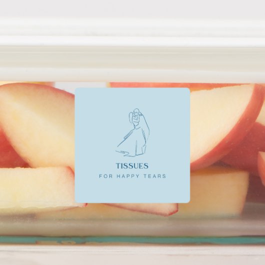 "Happy Tears" Blauwe Trouwetiketten voor Tissue Pa Labels (Aangebracht)