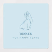 "Happy Tears" Blauwe Trouwetiketten voor Tissue Pa Labels (Design 1)