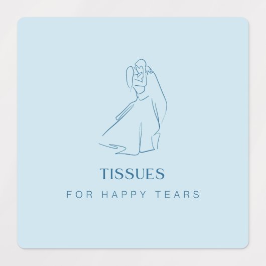 "Happy Tears" Blauwe Trouwetiketten voor Tissue Pa Labels (Design 1)