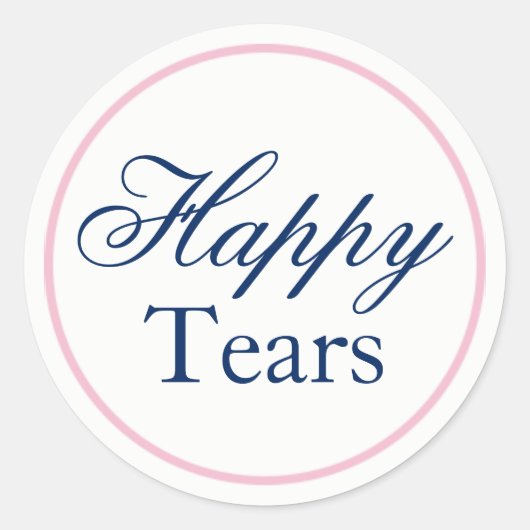 "Happy Tears" Wedding Sticker - Blush Pink/Navy (Voorkant)