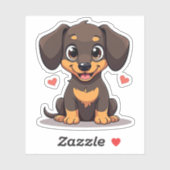 Happy Teckel Puppy – Chibi Art Sticker (Vel)
