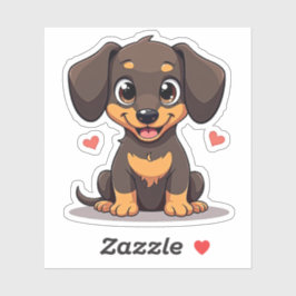 Happy Teckel Puppy – Chibi Art Sticker