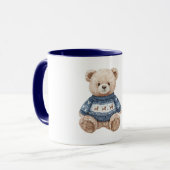 Happy Teddy Bear Blue Sweater Love Mok (Voorkant links)