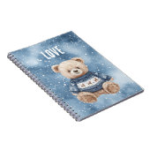 Happy Teddy Bear Blue Sweater Love Notitieboek (Rechterzijde)
