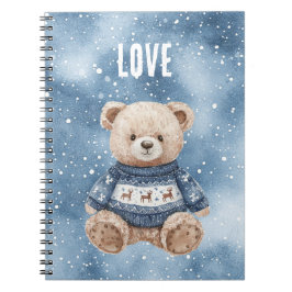 Happy Teddy Bear Blue Sweater Love Notitieboek