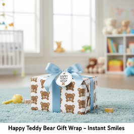 Happy Teddy Bear Cadeauverpakking – Instant Smiles Inpakpapier Vel
