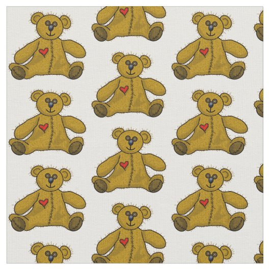 Happy Teddy Bear Fabric Stof (Close Up)