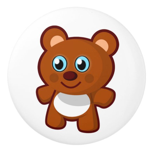 HAPPY TEDDY BEAR KERAMISCHE KNOP (Voorkant)