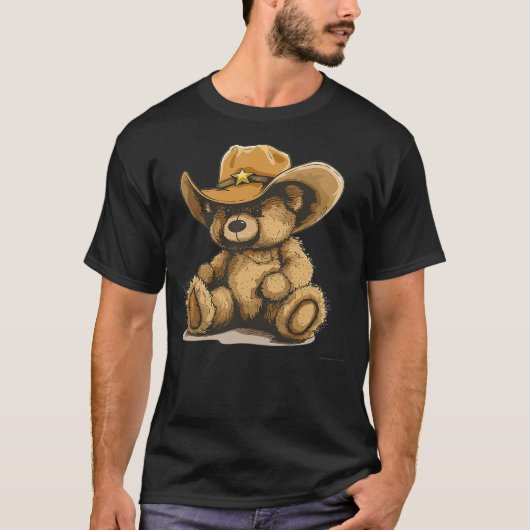 Happy Teddy Bear with Cowboy Hat Costume T-shirt (Voorkant)