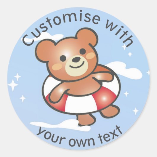 Happy Teddy Summer Holiday Pool Float Custom Ronde Sticker (Voorkant)