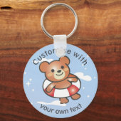 Happy Teddy Summer Holiday Pool Float Custom Sleutelhanger (Voorkant)