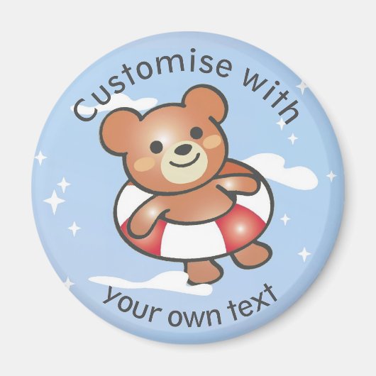 Happy Teddy Summer Holiday Pool Float Custom Text Magneet (Voorkant)