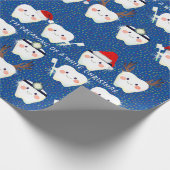 Happy Teeth and Snow Blue Kerstmis Cadeaupapier (Hoek)