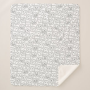 Happy Teeth Pattern Sherpa Deken