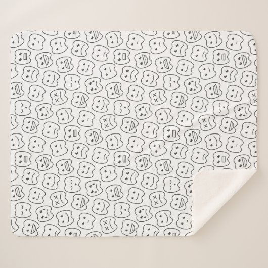 Happy Teeth Pattern Sherpa Deken (Voorkant (horizontaal))