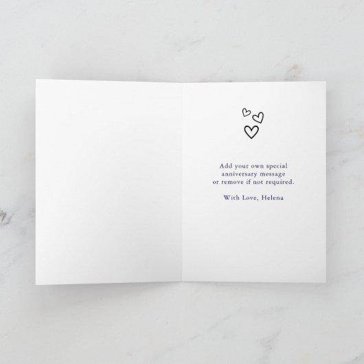 Happy Ten Years Elegant Monogram Hart Jubileum Kaart (Binnen)