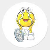 Happy Tennis Ball Ronde Sticker (Voorkant)