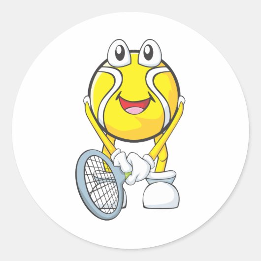 Happy Tennis Ball Ronde Sticker (Voorkant)