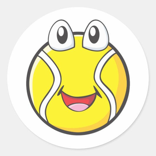 Happy Tennis Ball Ronde Sticker (Voorkant)