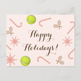 Happy Tennis Feestdagen Ball Racket Candy Cane Sno Briefkaart