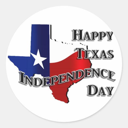 Happy Texas Independence Day Ronde Sticker (Voorkant)