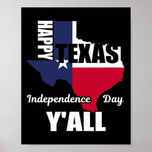 Happy Texas Independence Day Y'all USA Cowboy T-sh Poster
