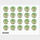 Happy Thank You stickers, kinderen dansen, groen Ronde Sticker (Vel)
