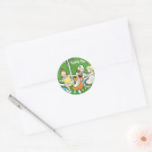 Happy Thank You stickers, kinderen dansen, groen Ronde Sticker (Envelop)