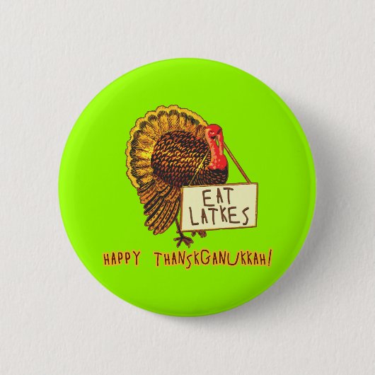 Happy Thanksganukkah EAT LATKES Ronde Button 5,7 Cm (Voorkant)