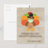 Happy Thanksgiving 2020 Turkije met gezichtsmasker Briefkaart (Voorkant / Achterkant)