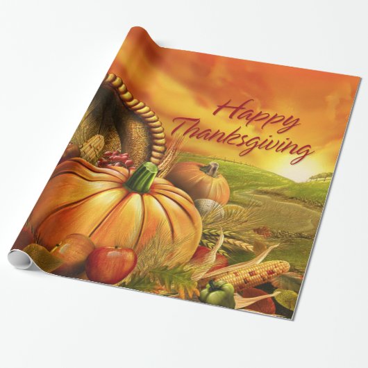 Happy Thanksgiving 2-pakpapier Cadeaupapier (Uitgerold)