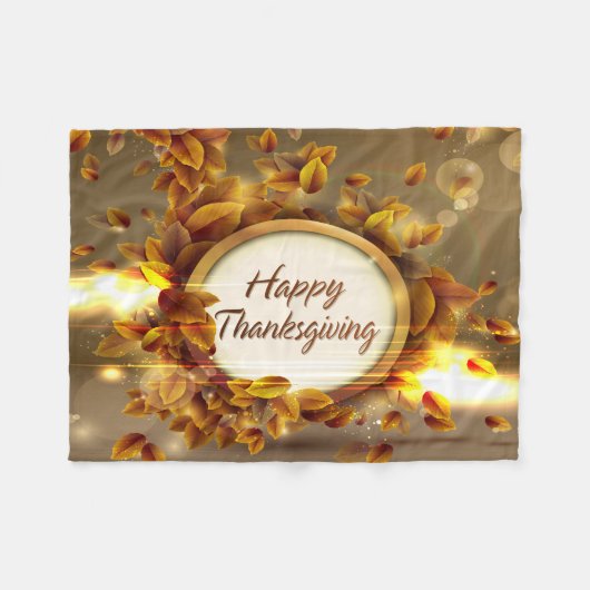Happy Thanksgiving 3 Fleece Blanket Deken (Voorkant (Horizontaal))