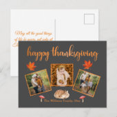 Happy Thanksgiving, 3 foto's grijs sinaasappel vak Briefkaart (Voorkant / Achterkant)