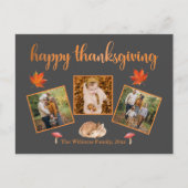 Happy Thanksgiving, 3 foto's grijs sinaasappel vak Briefkaart (Voorkant)