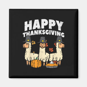 Happy Thanksgiving 3 Llama Herfst Autumn Alpaca Ma Magneet