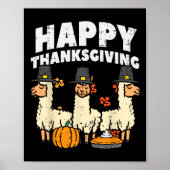 Happy Thanksgiving 3 Llama Herfst Autumn Alpaca Ma Poster (Voorkant)