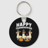 Happy Thanksgiving 3 Llama Herfst Autumn Alpaca Ma Sleutelhanger (Voorkant)