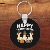 Happy Thanksgiving 3 Llama Herfst Autumn Alpaca Ma Sleutelhanger (Voorkant)