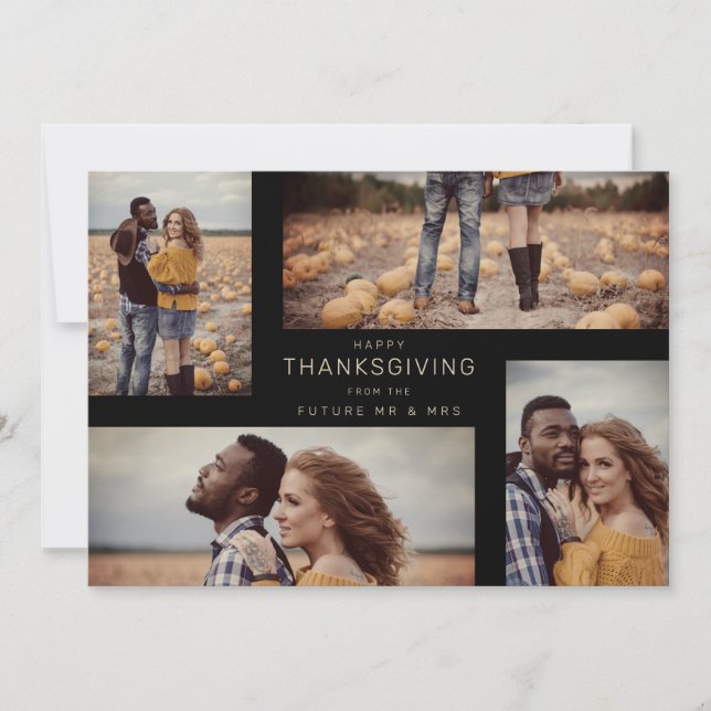 Happy Thanksgiving 4 Photos Wedding Save Date (Voorkant)