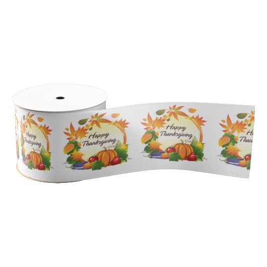 Happy Thanksgiving 5A - 3-inch breedband Grosgrain Lint (Spoel)