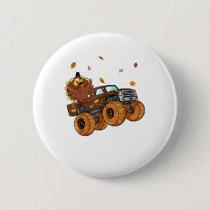 Happy Thanksgiving aan het Riding Monster Truck Bo Ronde Button 5,7 Cm
