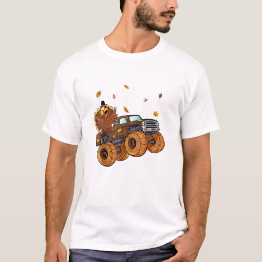 Happy Thanksgiving aan het Riding Monster Truck Bo T-shirt (Voorkant)