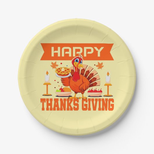 Happy Thanksgiving aan Turkije met Pie Small 9" Papieren Bordje (Voorkant)