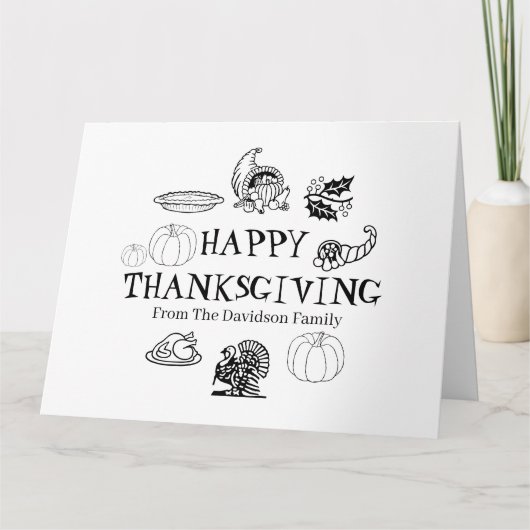 Happy Thanksgiving aangepaste familienaam Card Kaart (Voorkant)