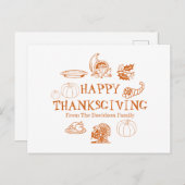 Happy Thanksgiving aangepaste familienaam Feestdagenkaart (Voorkant / Achterkant)
