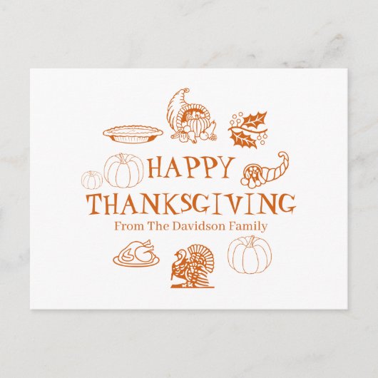 Happy Thanksgiving aangepaste familienaam Feestdagenkaart (Voorkant)