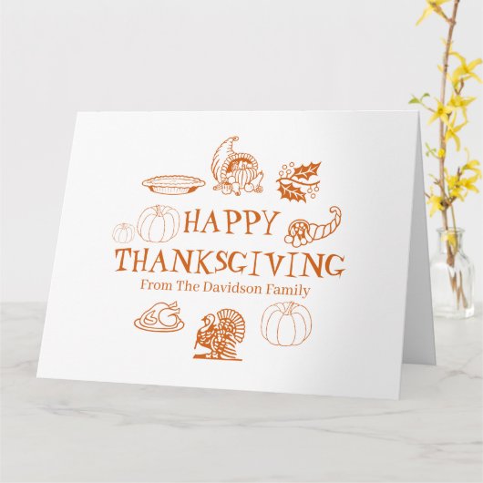 Happy Thanksgiving aangepaste familienaam Kaart (Gele Bloem)