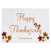 Happy Thanksgiving aangepaste naam Fall Leaves Groot Cadeauzakje (Voorkant)