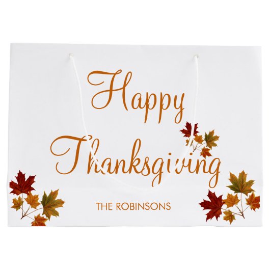 Happy Thanksgiving aangepaste naam Fall Leaves Groot Cadeauzakje (Achterkant)